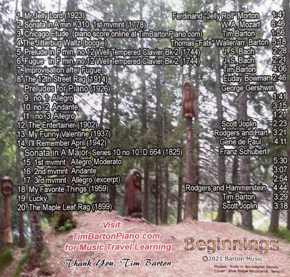 Titles of "Beginnings" album/CD/MP3s